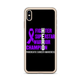 Pancreatic Cancer Awareness Fighter, Superstar, Warrior, Champion, Hero iPhone Case - The Awareness Store