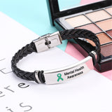 Mental Health Leather Awareness Bracelet