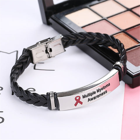 Multiple Myeloma Leather Awareness Bracelet - The Awareness Store