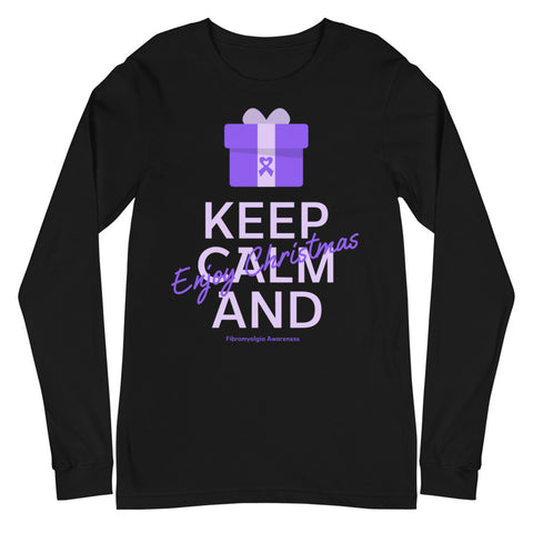 Fibromyalgia Awareness Keep Calm and Enjoy Christmas Long Sleeve T-Shirt - The Awareness Store