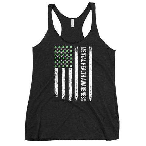 Mental Health Awareness USA Flag Women's Racerback Tank - The Awareness Store