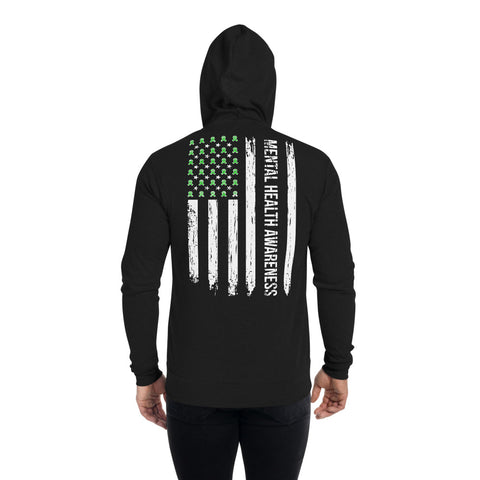 Mental Health Awareness USA Flag Zip Hoodie - The Awareness Store