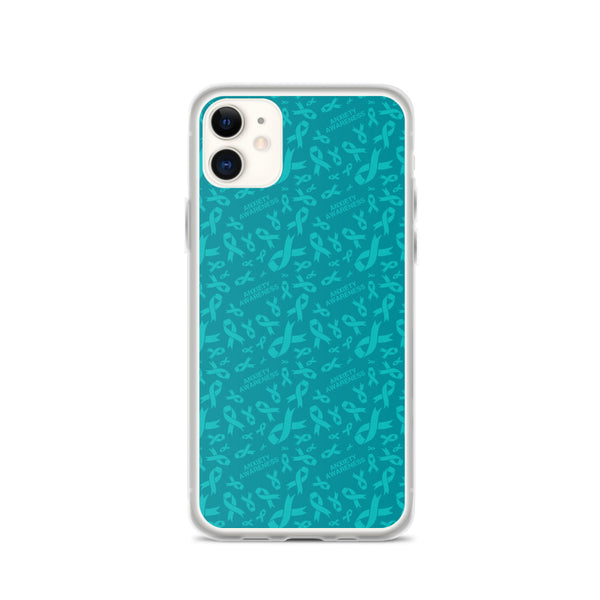 Anxiety Awareness Ribbon Pattern iPhone Case
