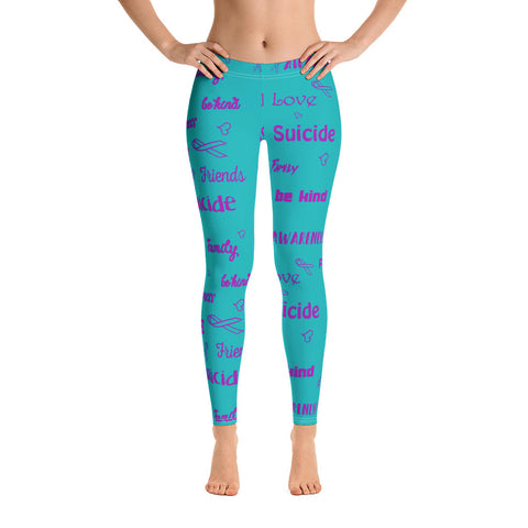 Suicide Awareness Be Kind Pattern Leggings - The Awareness Store