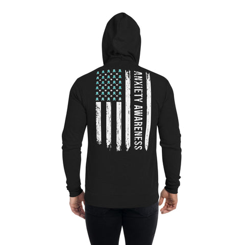 Anxiety Awareness USA Flag Zip Hoodie - The Awareness Store