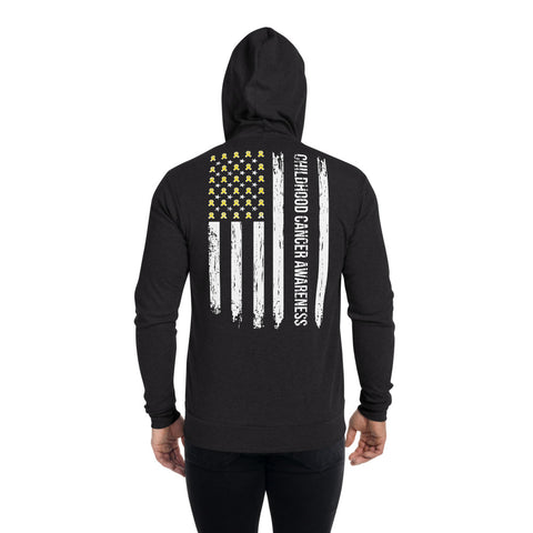 Childhood Cancer Awareness USA Flag Zip Hoodie - The Awareness Store