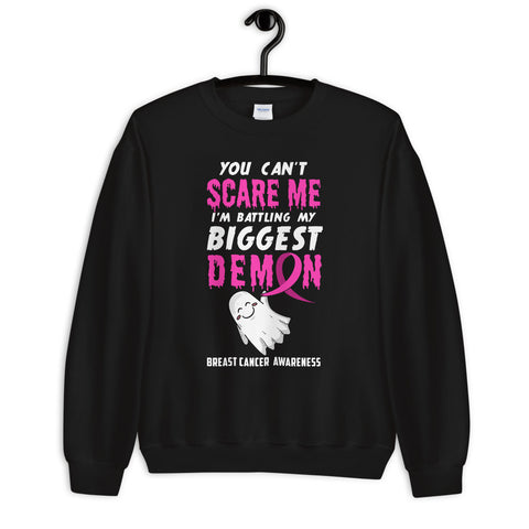 Breast Cancer Awareness You Can't Scare Me Halloween Sweatshirt - The Awareness Store