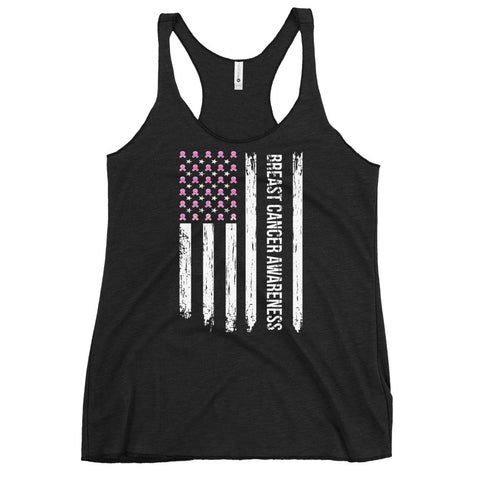 Breast Cancer Awareness USA Flag Women's Racerback Tank - The Awareness Store