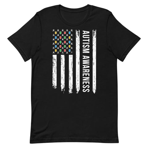 Autism Awareness USA Flag Unisex T-Shirt - The Awareness Store