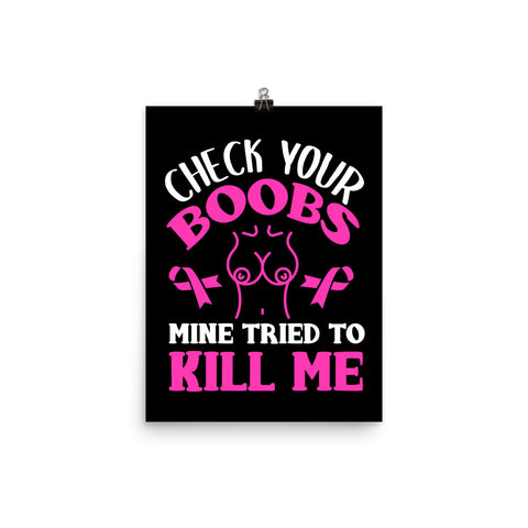 Breast Cancer Awareness Check Your Boobs Matte Poster - The Awareness Store