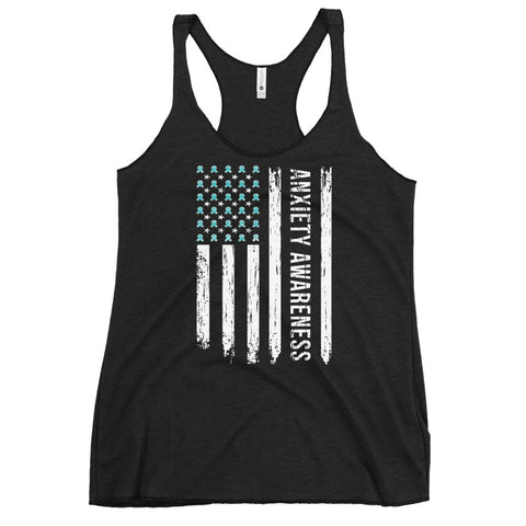 Anxiety Awareness USA Flag Women's Racerback Tank - The Awareness Store
