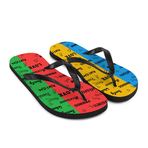 Autism Awareness Be Kind Pattern Flip-Flops - The Awareness Store