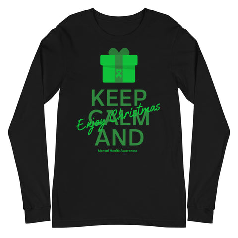 Mental Health Awareness Keep Calm and Enjoy Christmas Long Sleeve T-Shirt - The Awareness Store