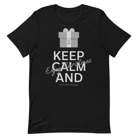 Brain Cancer Awareness Keep Calm and Enjoy Christmas T-Shirt - The Awareness Store