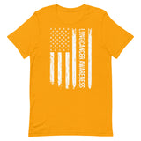 Lung Cancer Awareness USA Flag Unisex T-Shirt