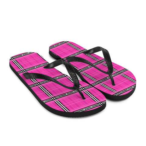 Breast Cancer Awareness Tartan Pattern Flip-Flops - The Awareness Store
