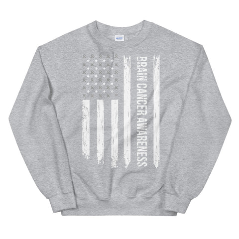 Brain Cancer Awareness USA Flag Sweatshirt