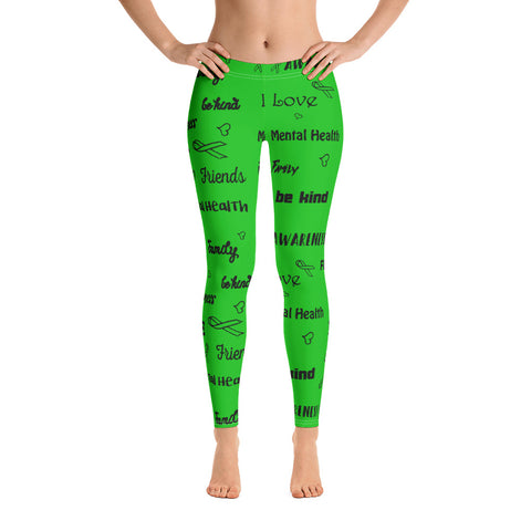 Mental Health Awareness Be Kind Pattern Leggings - The Awareness Store