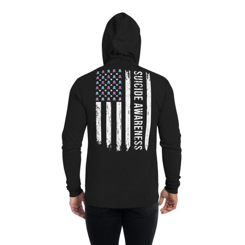 Suicide Awareness USA Flag Zip Hoodie - The Awareness Store