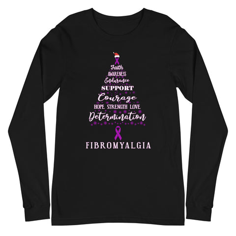 Fibromyalgia Awareness Christmas Hope Long Sleeve T-Shirt - The Awareness Store