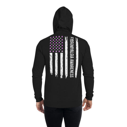 Fibromyalgia Awareness USA Flag Zip Hoodie - The Awareness Store