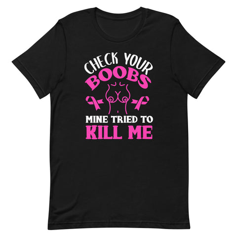 Breast Cancer Awareness Check Your Boobs Premium T-Shirt - The Awareness Store