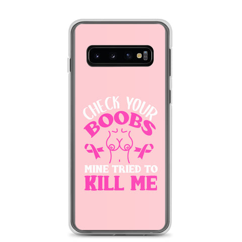 Breast Cancer Awareness Check Your Boobs Samsung Phone Case - The Awareness Store
