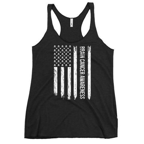 Brain Cancer Awareness USA Flag Women's Racerback Tank - The Awareness Store