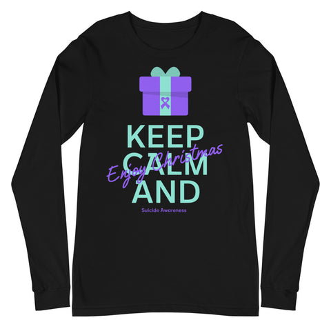 Suicide Awareness Keep Calm and Enjoy Christmas Long Sleeve T-Shirt - The Awareness Store