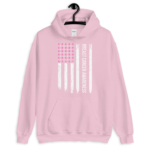 Breast Cancer Awareness USA Flag Hoodie - The Awareness Store