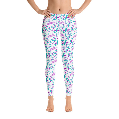 Suicide Awareness Ribbon Pattern Leggings - The Awareness Store