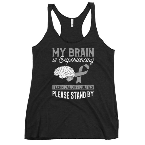 Brain Cancer Awareness Experiencing Technical Difficulties Women's Racerback Tank Top - The Awareness Store