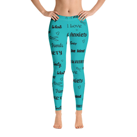 Anxiety Awareness Be Kind Pattern Leggings - The Awareness Store