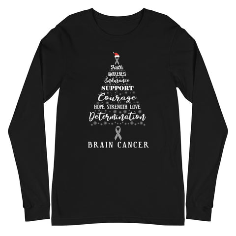 Brain Cancer Awareness Christmas Hope Long Sleeve T-Shirt - The Awareness Store