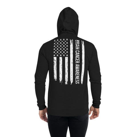 Brain Cancer Awareness USA Flag Zip Hoodie - The Awareness Store