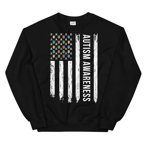 Autism Awareness USA Flag Sweatshirt - The Awareness Store