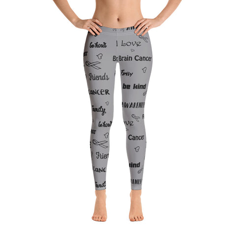 Brain Cancer Awareness Be Kind Pattern Leggings - The Awareness Store