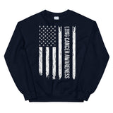 Lung Cancer Awareness USA Flag Sweatshirt