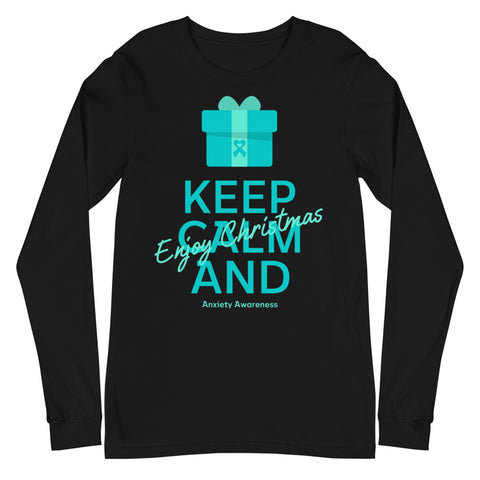 Anxiety Awareness Keep Calm and Enjoy Christmas Long Sleeve T-Shirt - The Awareness Store