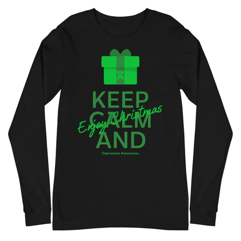 Depression Awareness Keep Calm and Enjoy Christmas Long Sleeve T-Shirt - The Awareness Store