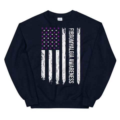 Fibromyalgia Awareness USA Flag Sweatshirt - The Awareness Store