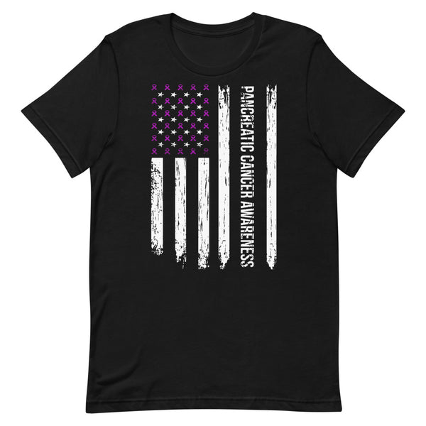 Pancreatic Cancer Awareness USA Flag Unisex T-Shirt