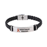 Multiple Sclerosis Leather Awareness Bracelet