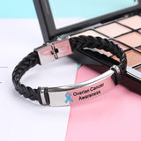 Ovarian Cancer Leather Awareness Bracelet