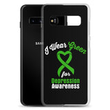 Depression Awareness I Wear Green Samsung Phone Case - The Awareness Store
