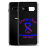 Rheumatoid Arthritis Awareness I Wear Blue & Purple Samsung Phone Case - The Awareness Store