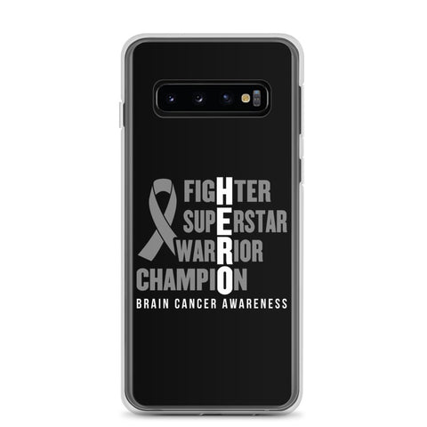 Brain Cancer Awareness Fighter, Superstar, Warrior, Champion, Hero Samsung Phone Case