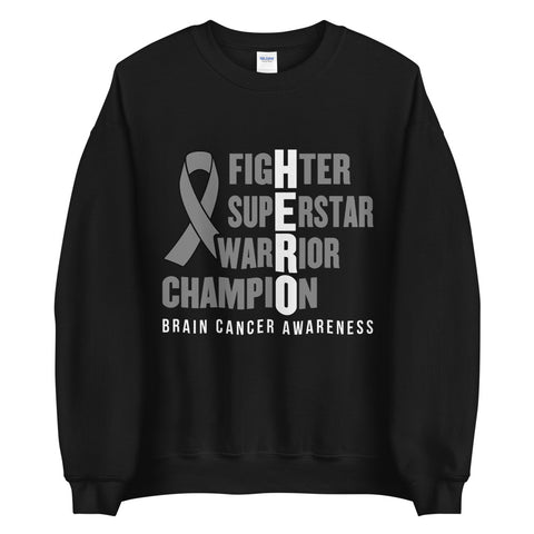 Brain Cancer Awareness Fighter, Superstar, Warrior, Champion, Hero Sweater