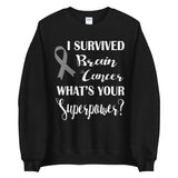 Brain Cancer Awareness I Survived, What's Your Superpower? Sweater - The Awareness Store