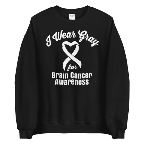 Brain Cancer Awareness I Wear Gray Sweater